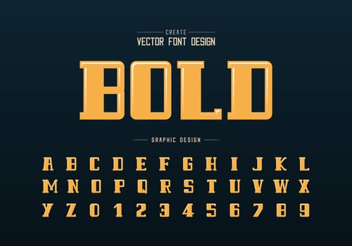 Highlights font and alphabet vector, Bold script and number design, Graphic text on background vector