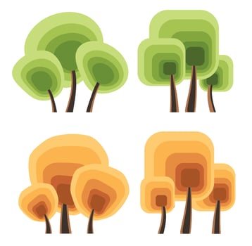 Vector trees on a white background