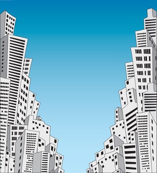 Many houses in the town on the blue vector