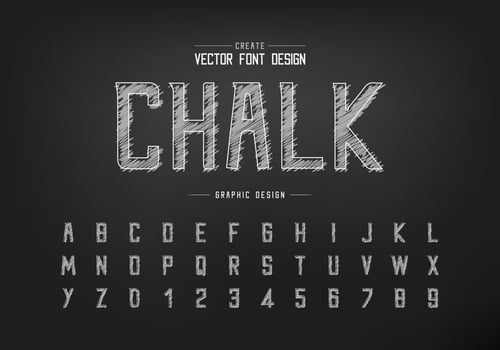 Chalk font and alphabet vector, Hand draw modern typeface and letter number design vector