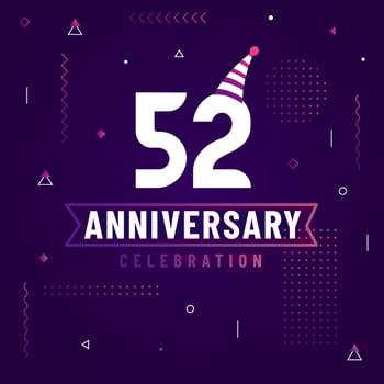 52 years anniversary greetings card, 52 anniversary celebration background free vector. vector