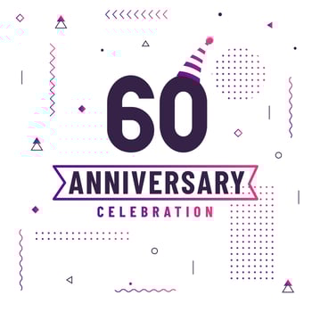 60 years anniversary greetings card, 60 anniversary celebration background free vector. vector
