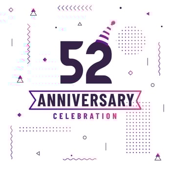 52 years anniversary greetings card, 52 anniversary celebration background free vector. vector