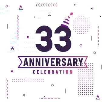 33 years anniversary greetings card, 33 anniversary celebration background free vector. vector
