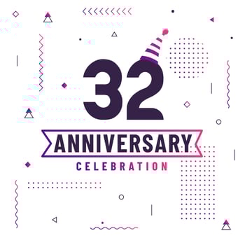 32 years anniversary greetings card, 32 anniversary celebration background free vector. vector
