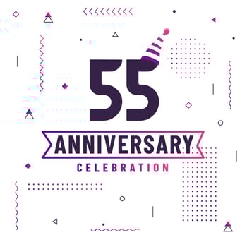 55 years anniversary greetings card, 55 anniversary celebration background free vector. vector