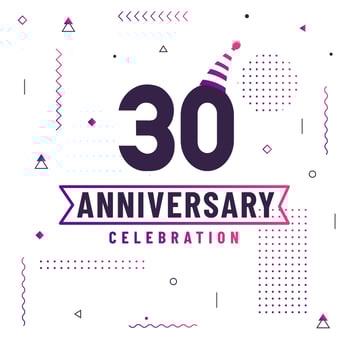 30 years anniversary greetings card, 30 anniversary celebration background free vector. vector
