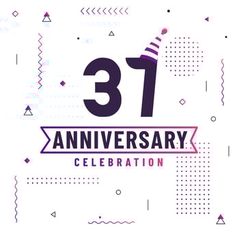 37 years anniversary greetings card, 37 anniversary celebration background free vector. vector