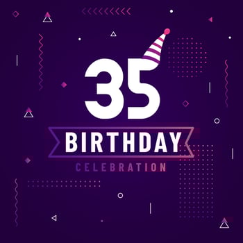 35 years birthday greetings card, 35 birthday celebration background free vector. vector