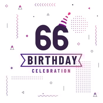 66 years birthday greetings card, 66 birthday celebration background free vector. vector