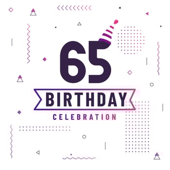 65 years birthday greetings card, 65 birthday celebration background free vector. vector