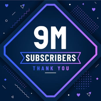 Thank you 9M subscribers, 9000000 subscribers celebration modern colorful design. vector