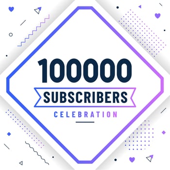 Thank you 100000 subscribers, 100K subscribers celebration modern colorful design. vector