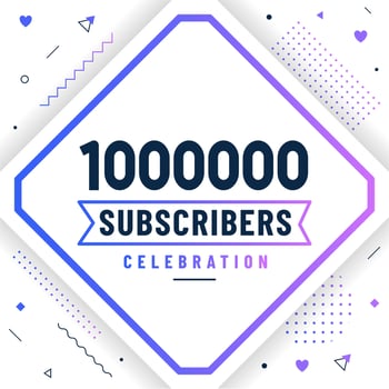 Thank you 1000000 subscribers, 1M subscribers celebration modern colorful design. vector