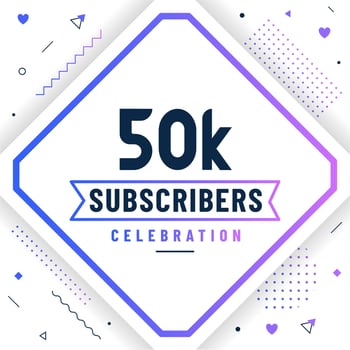 Thank you 50K subscribers, 50000 subscribers celebration modern colorful design. vector