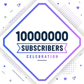 Thank you 10000000 subscribers, 10M subscribers celebration modern colorful design. vector