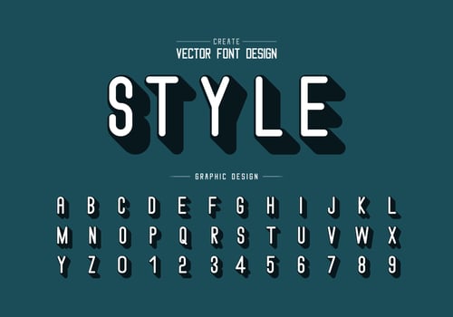Shadow font and alphabet vector, Letter style typeface and number design vector