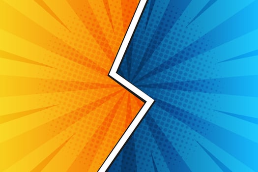 Vector fight comic pop art background design yellow and blue color