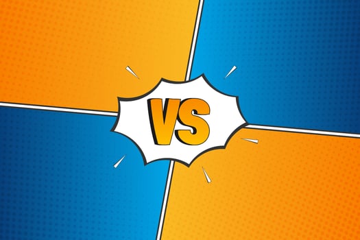 Vector versus fight comic pop art background design yellow and blue color