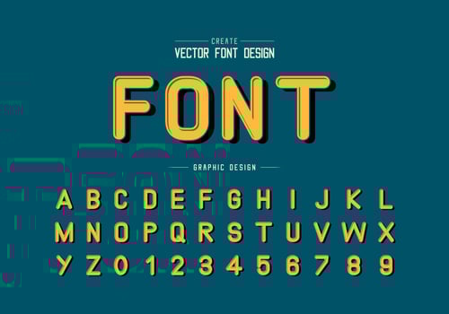 Black shadow font and alphabet vector, Typeface letter and number design, Graphic text on background vector