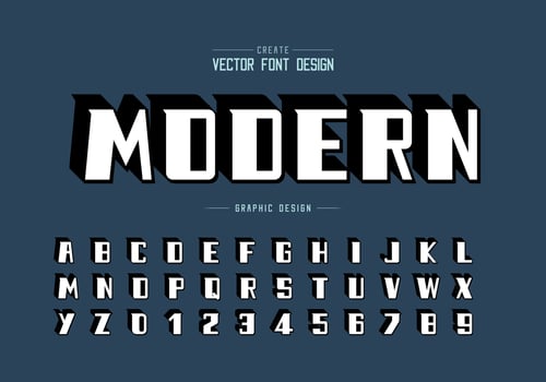 Shadow bold font and alphabet vector, Modern Typeface and letter number design vector