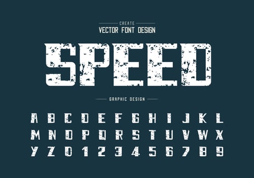 Speed font and bold alphabet vector, Vintage modern Typeface and letter number design vector