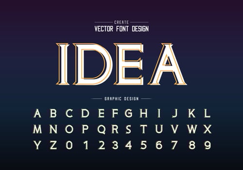 Line font with white shadow and alphabet vector, Idea typeface letter and number vector