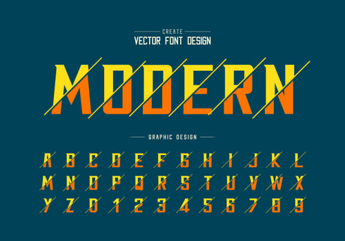 Sliced font and alphabet vector, Bold Modern Typeface and letter number design vector