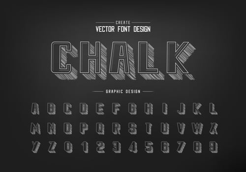 Pencil sketch shadow bold Font and alphabet vector, Chalk typeface and number design vector