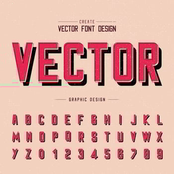 Font and alphabet vector, Red letter design and graphic text on grunge background vector