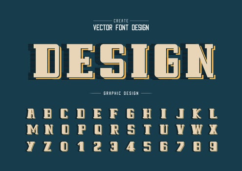 Bold Font and alphabet vector, Line Script and number design, Graphic text on background vector