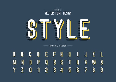 Font and alphabet vector, Line Letter style typeface and number design, Graphic text on background vector