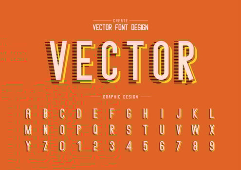 Font and alphabet vector, Line Letter typeface and number design, Graphic text on background vector