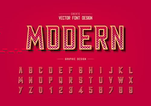 Halftone circle font and alphabet vector, Modern digital typeface and letter number design vector