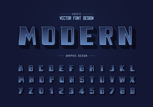 Line bold font and alphabet vector, Digital modern Typeface and letter number design vector