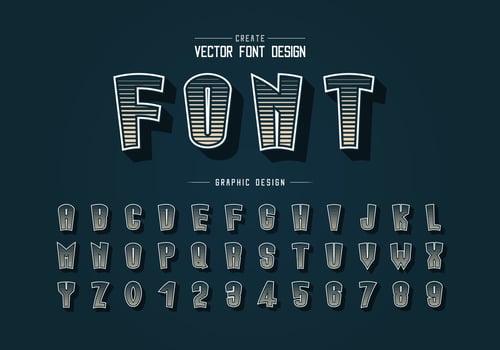 Line cartoon font and alphabet vector, Digital tall typeface letter and number design vector