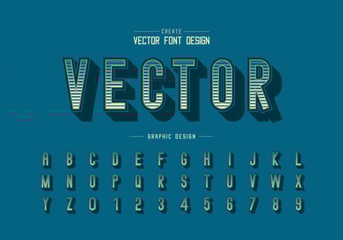 Line font and alphabet vector, Digital letter typeface and number design, Graphic text on background vector