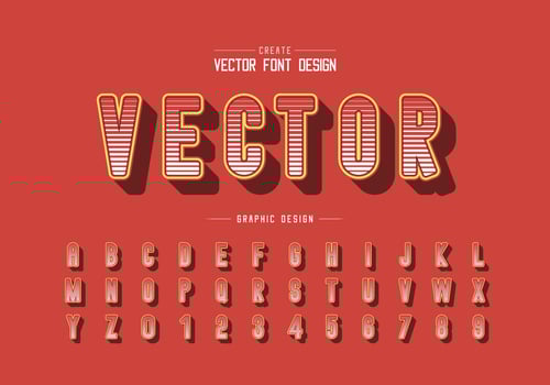 Line font and round alphabet vector, Digital letter typeface and number design vector