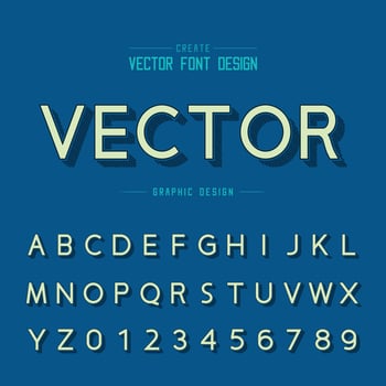 Line shadow font and alphabet vector, Design typeface and number, Graphic text on background vector