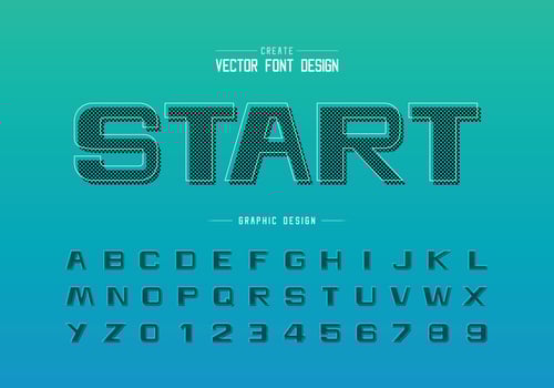 Pixel bold font and alphabet vector, Design typeface letter and number, Graphic text on background vector