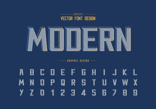 Pixel font and alphabet vector, Bold Modern Typeface and letter number design, Graphic text on background vector