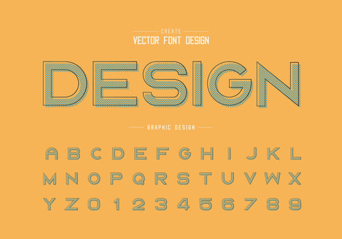 Pixel font and alphabet vector, Bold typeface letter and number design, Graphic text on background vector