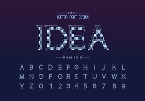 Pixel font and alphabet vector, Idea typeface letter and number design, Graphic text on background vector