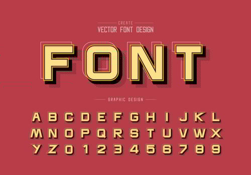 Shadow and line Font vector, Alphabet design typeface letter and number, Graphic text on background vector