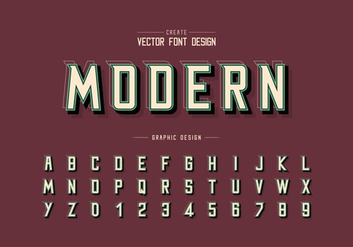 Shadow and line Font vector, Alphabet modern Typeface and letter number design, Graphic text on background vector