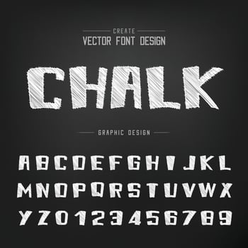Sketch Cartoon font and alphabet vector, Chalk Bold typeface and number design, Graphic text on background vector