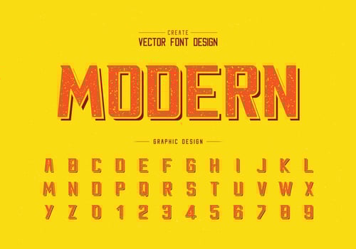 Texture Font and alphabet vector, Bold Modern Typeface and letter number design, Graphic text on background vector