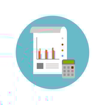Financial statement report prepared concept in blue circle. vector