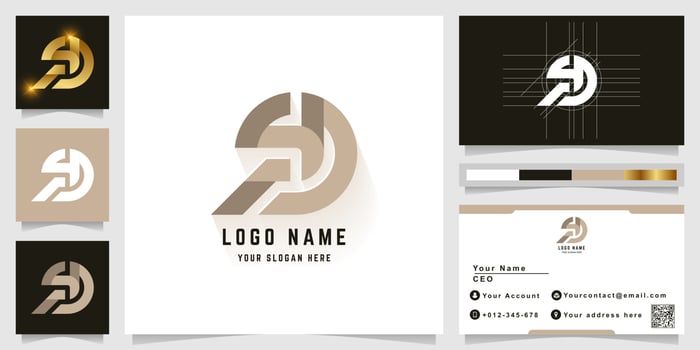Letter SD or SPD monogram logo with business card design vector