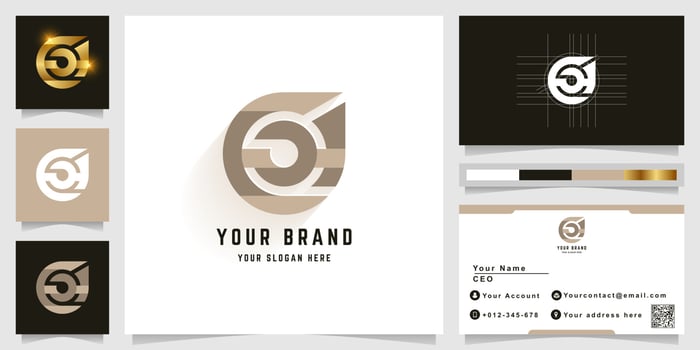 Letter GH or EH monogram logo with business card design vector